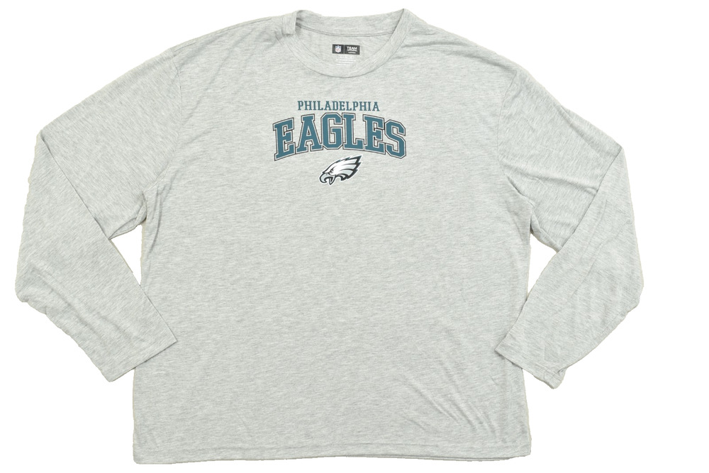 NFL Team Apparel Philadelphia Eagles Sleepwear Grey Long Sleeve T-Shirt Size 3XL